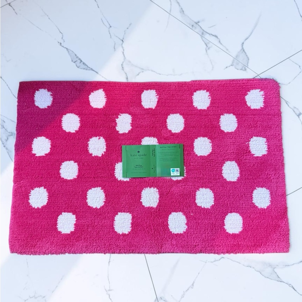 Kate Spade Pink and White Polk a Dot Bath Rug NWT